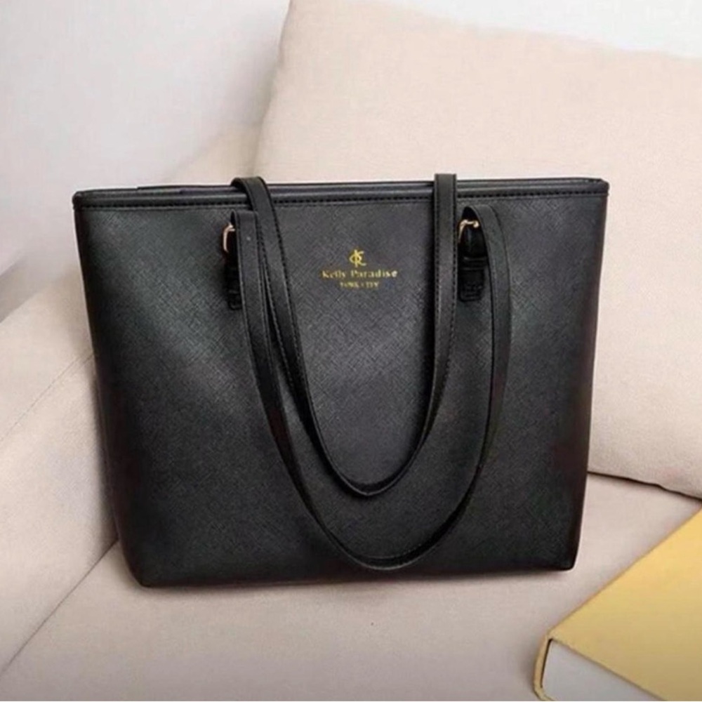 Totes Black Leather Tote Bag